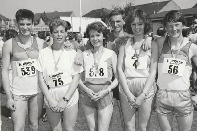 Winners from the Arbroath Cricket Club fun run in May, 1987, were, from left - Roger Cope, Montrose; Margaret Vint, Arbroath;, Joan Edie, Dundee; Grant Skelton, Arbroath; Fiona Nicolson, Forfar; and Charles Rollo, Carnoustie.