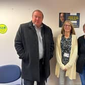 Graeme Dey is pictured with support co-ordinator Audrey McDonald and volunteer Barbara Rose.