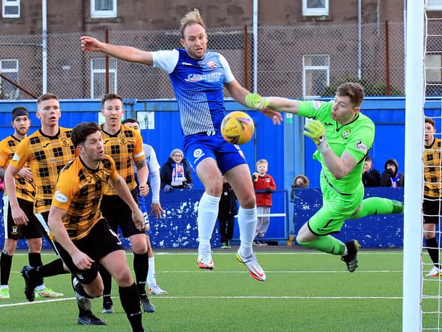 Paul Watson goes close as Montrose press during East Fife. Pic by Phoenix Photography