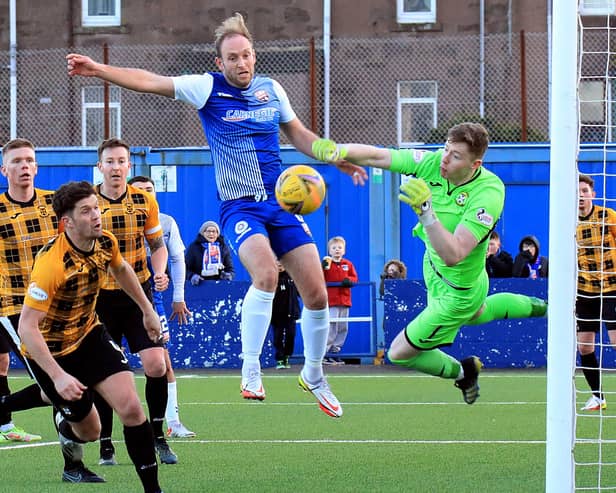 Paul Watson goes close as Montrose press during East Fife. Pic by Phoenix Photography