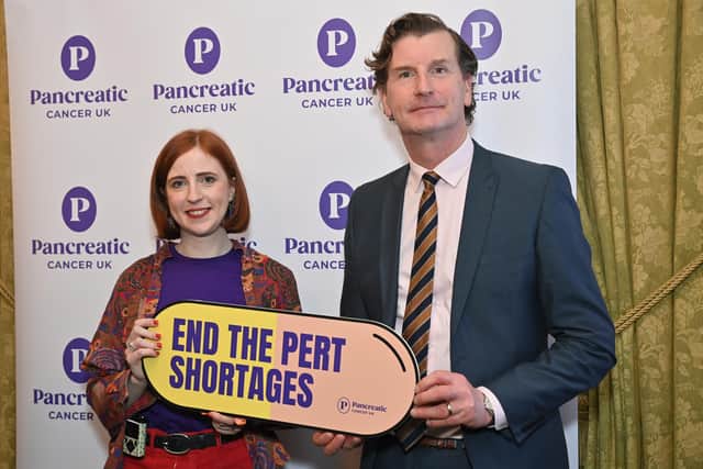 Dave Doogan MP is pictured with Pancreatic Cancer UK CEO Diana Jupp.