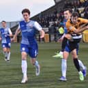 Danny Denholm's dipping drive was brilliantly kept out by Aaron Lennox. Pic by Kenny Mackay