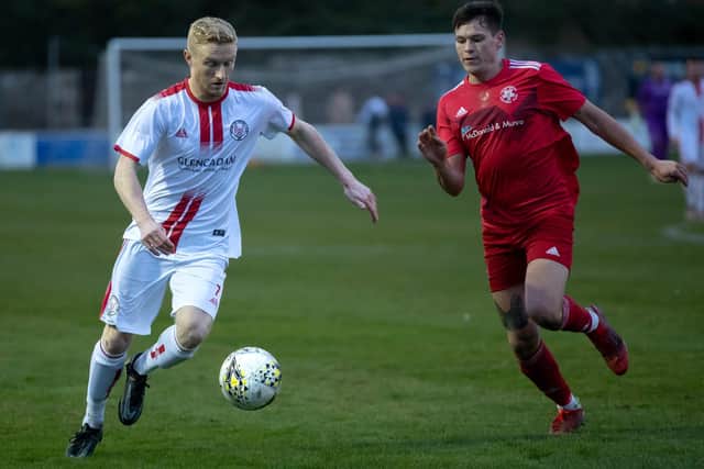 Marc Scott in action for Brechin City versus Lossiemouth (Pic: Graeme Youngson)