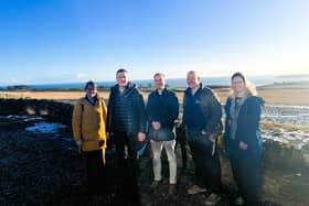 Stephen Gethins is pictured with Mark Kent, John Stirling and staff during the visit.