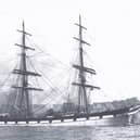 ​An image thought to be of the tall ship Wavertree leaving the South Esk.