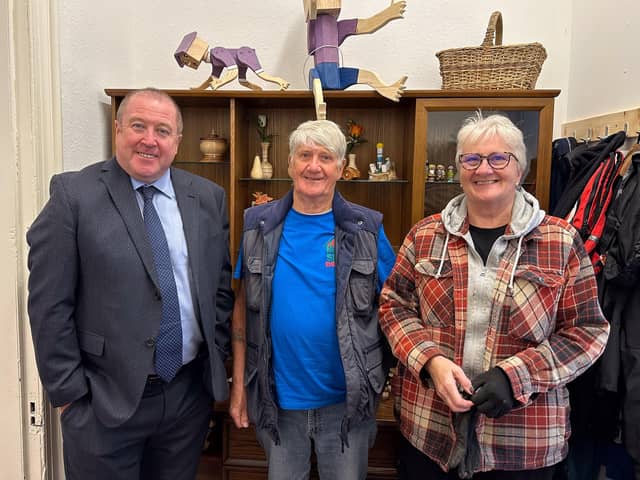 Graeme Dey is pictured with Derek and Gwen during his visit.