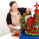 Food artist Prudence Staite with the strawberry crown.