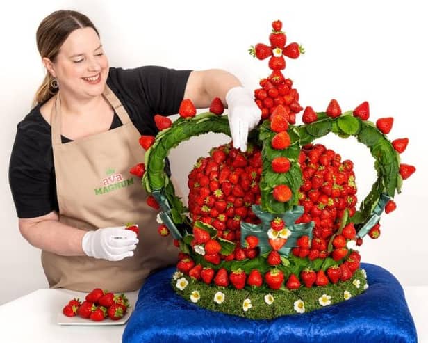 Food artist Prudence Staite with the strawberry crown.