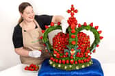 Food artist Prudence Staite with the strawberry crown.