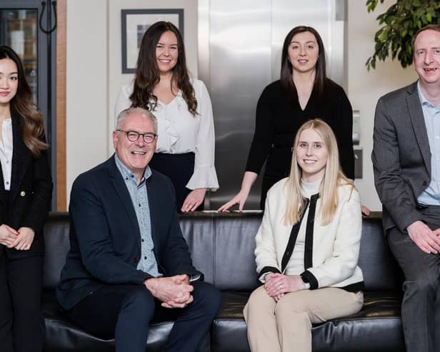 ​Aimee Young (back left) is pictured with the company’s new starts for its Dundee, St Andrews and Perth offices.