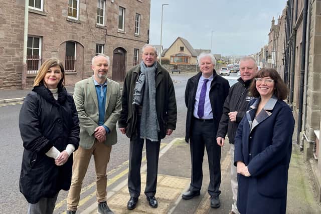 Officials celebrate the signing a letter of intent between Angus Council, Agrico UK, Arbikie Distilling, James Hutton Institute and SoilEssentials Ltd.
