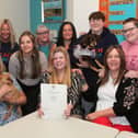 ​The group is pictured with Sandra Ramsay and tutor Marie Stewart. (Pic: Wallace Ferrier)