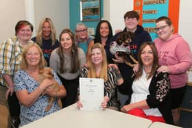 ​The group is pictured with Sandra Ramsay and tutor Marie Stewart. (Pic: Wallace Ferrier)