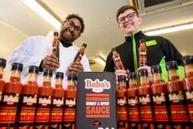 Sunny Mollah, Founder of Baba's Sauce and Nathan Stewart, Asda Section Leader.