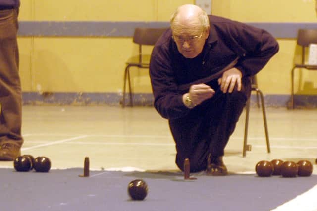 Dave Martin from the Inverarity club playing a shot in the semi-final of the Angus Federation of Men's Clubs annual bowls tournament in February, 2009.