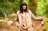 The Traitors Claudia Winkleman does country luxe in a cream Gucci coat. Picture BBC, Studio Lambert, Euan Cherry