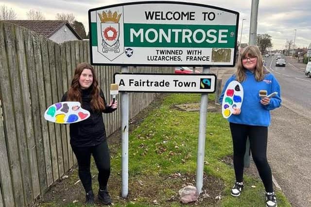 Pictured are Alicia Gardiner (left) and Iyla Greig from Montrose Academy, which was designated Angus’s first Fairtrade secondary school.