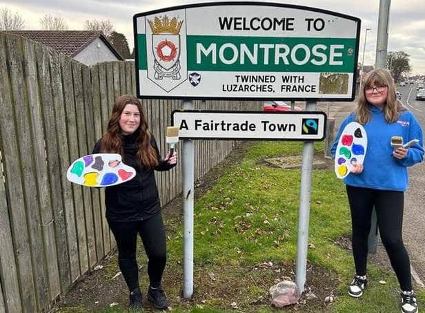 ​Pictured are Alicia Gardiner (left) and Iyla Greig from Montrose Academy, which was designated Angus’s first Fairtrade secondary school.
