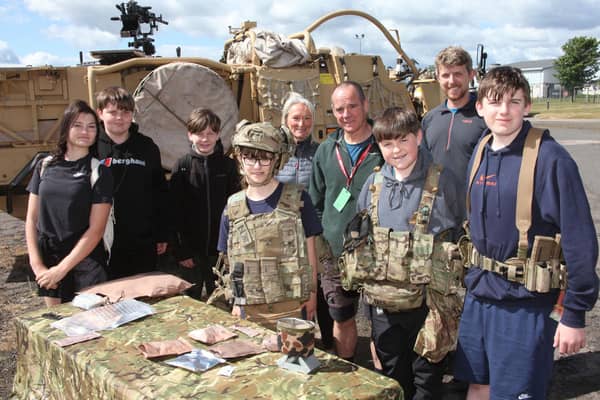 ​Pupils from Websters and Monifieth try the contents of a field ration pack.