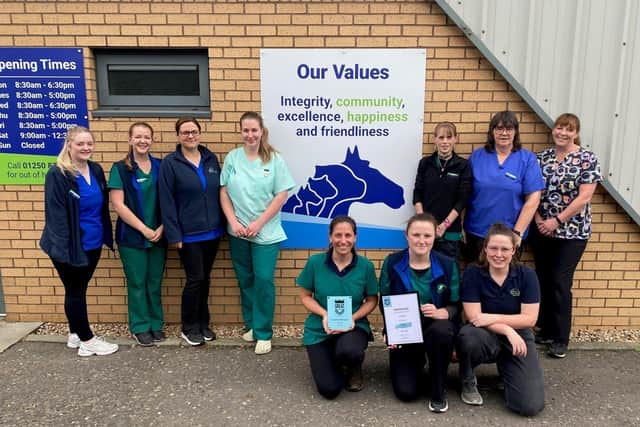 Thrums' Blairgowrie team with The Great Workplace plaque