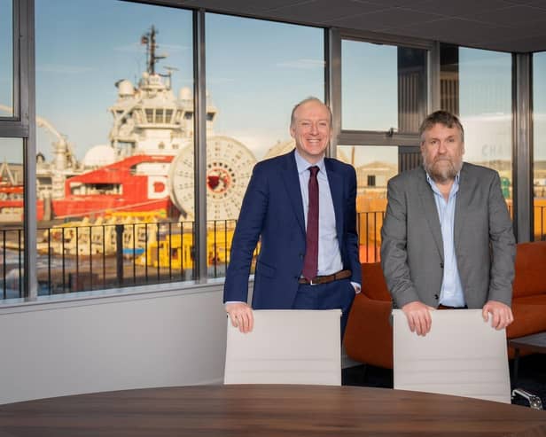 Michael Marra (left) is pictured with CEO Tom Hutchison during his tour of Montrose Port.