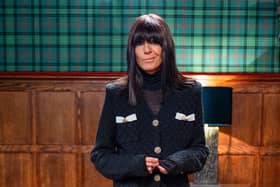 The Traitors Claudia Winkleman does country meets gothic glam in this cardigan by Self Portrait. Picture: BBC / Studio Lambert, Euan Cherry