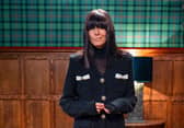 The Traitors Claudia Winkleman does country meets gothic glam in this cardigan by self Portrait. Picture: BBC / Studio Lambert, Euan Cherry
