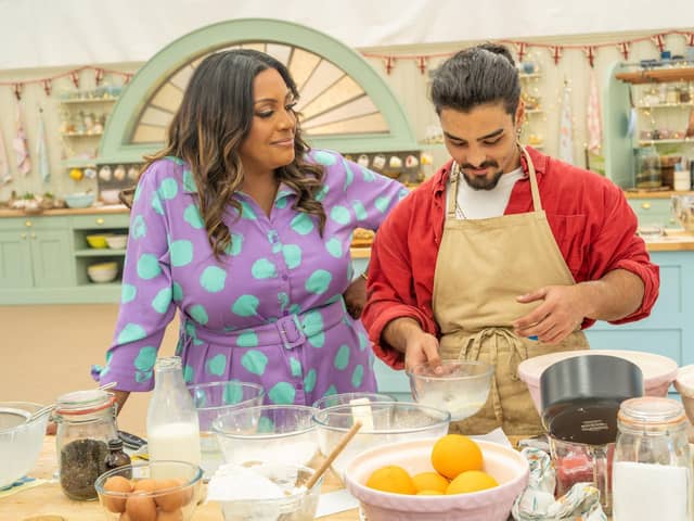 Dylan Bachelet with presenter Alison Hammond on the Great British Bake Off final (Picture: Channel 4/Mark Bourdillon)
