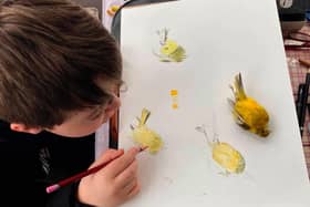 Previous prizewinner Matteo drawing at Mel Shand's studio.