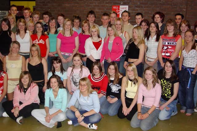 Monifieth High School pupils who took part in a charity fashion show in April, 2004.