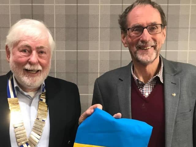 ​Tony Walker is pictured with Probus Club president Bruce Currie.