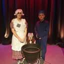Pictured are cast members Emma Smith as Cinderella, Amy McGruer as Jaq and Steven Dunbar as Buttons.