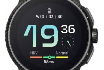 The Race's neat circular watch face boasts a crystal clear high resolution 1.43-inch AMOLED display. Image: Suunto