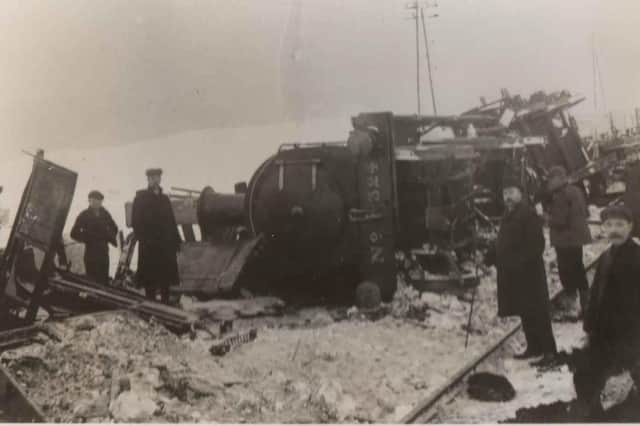 The aftermath of the crash at Elliot Junction, which happened in appalling conditions on December 28, 1906.