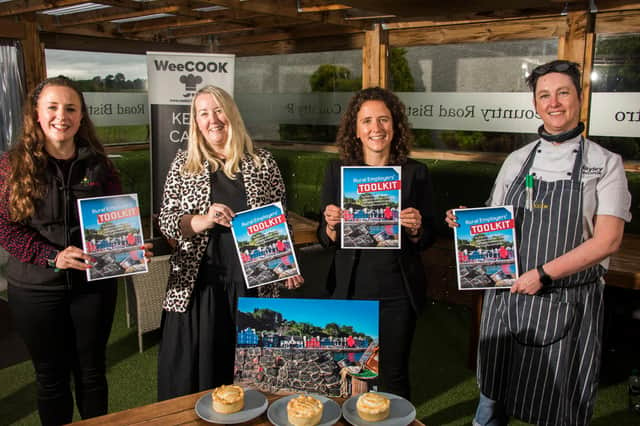 Mairi Gougeon (Centre) is pictured (l-r) with Annabel Brown, Katie Fox and WeeCOOK chef/owner Hayley Wilkes.