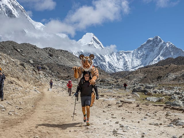 Paul doing the Everest marathon, the hardest of them all, to raise money for Tigers