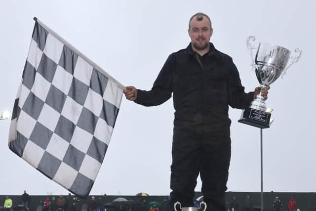Brechin’s Barry Russell, the new saloon European champion on the podium at Taunton