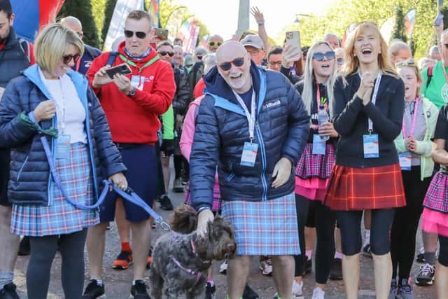 At the Kiltwalk start line