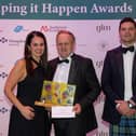 James Grantham, from Angus Growers (centre) accepts I​nnovation in Farming Award at last year’s ceremony.