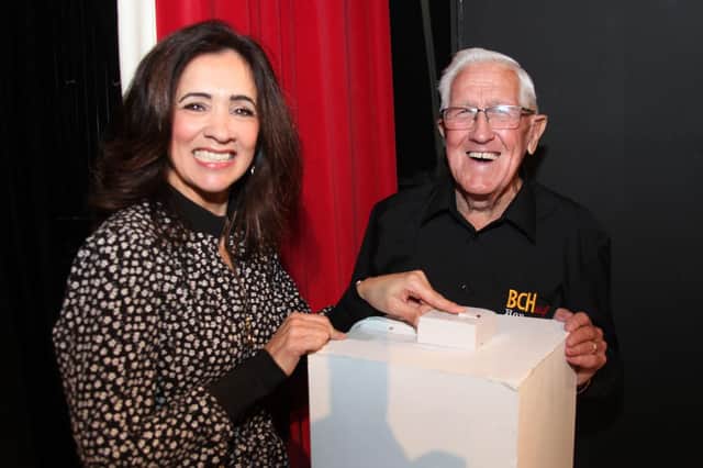 TV presenter Andrea Brymer opened the new look venue, pictured with BCH Chair Ron Stewart. Pics by Wallace Ferrier.