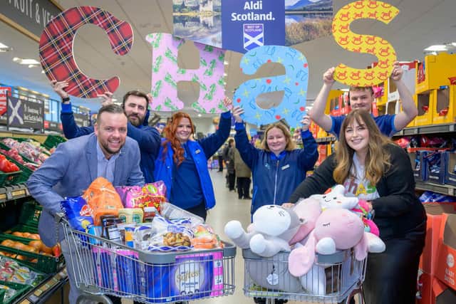 Pictured at the launch are Graham Nicolson, area manager Craig Hutton, and Linsey Cairns and Georgina Bushell from CHAS.