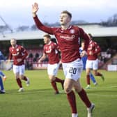 Jack Hamilton's three goals against Ayrshire side Darvel helped ensure Arbroath's place in the last 16 of the Scottish Cup (pictures by Graham Black)