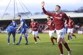 Jack Hamilton's three goals against Ayrshire side Darvel helped ensure Arbroath's place in the last 16 of the Scottish Cup (pictures by Graham Black)