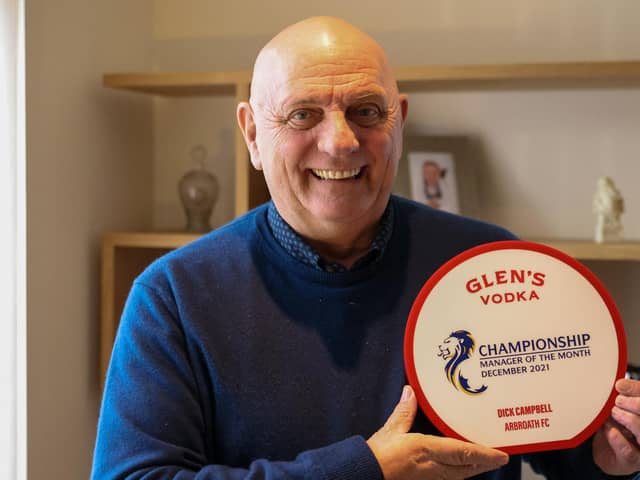 Arbroath's recent form has seen boss Dick Campbell collect December's manager of the month prize. Pic by Graham Black