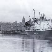 Rapallo (left) berthed at Aberdeen in the pre-oil and gas era.