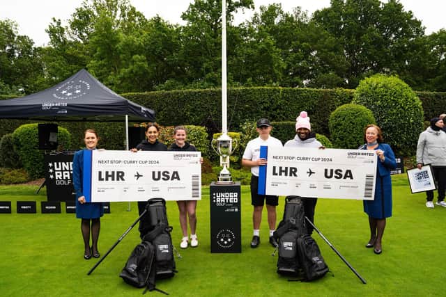 Last year's Underrated Golf European Tour winners Brodie Lewis and Issie Kelly, with ambassadors Henni Koyack and Will Lowery