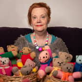 Lynne Collie pictured with some of the memory bears.