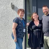 L-R: Susan Stewart, Caledonia Housing Association’s Neighbourhood Officer, Naomi and Scott Shelton, tenants.​