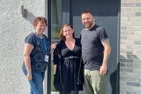 L-R: Susan Stewart, Caledonia Housing Association’s Neighbourhood Officer, Naomi and Scott Shelton, tenants.​