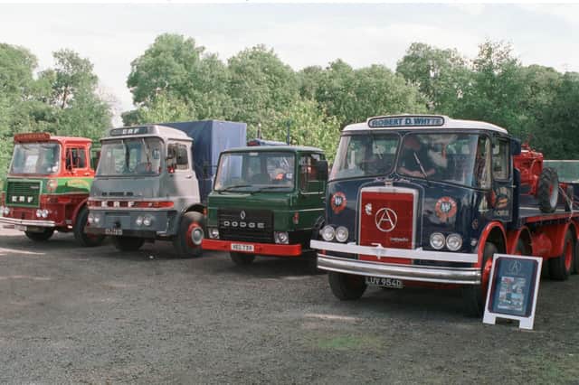 A nice line-up of old lorries at Barry Mill Open Day in September, 2000.